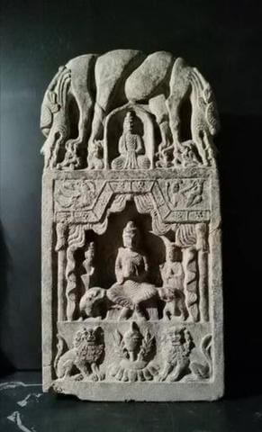 Very Rare Dated Stone Buddhist Stele