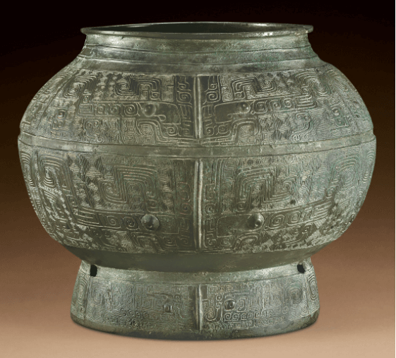 一款古銅色儀式罐子，POU
