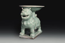 Load image into Gallery viewer, A Pair of Glazed Stoneware Lions Supporting Offering Dishes
