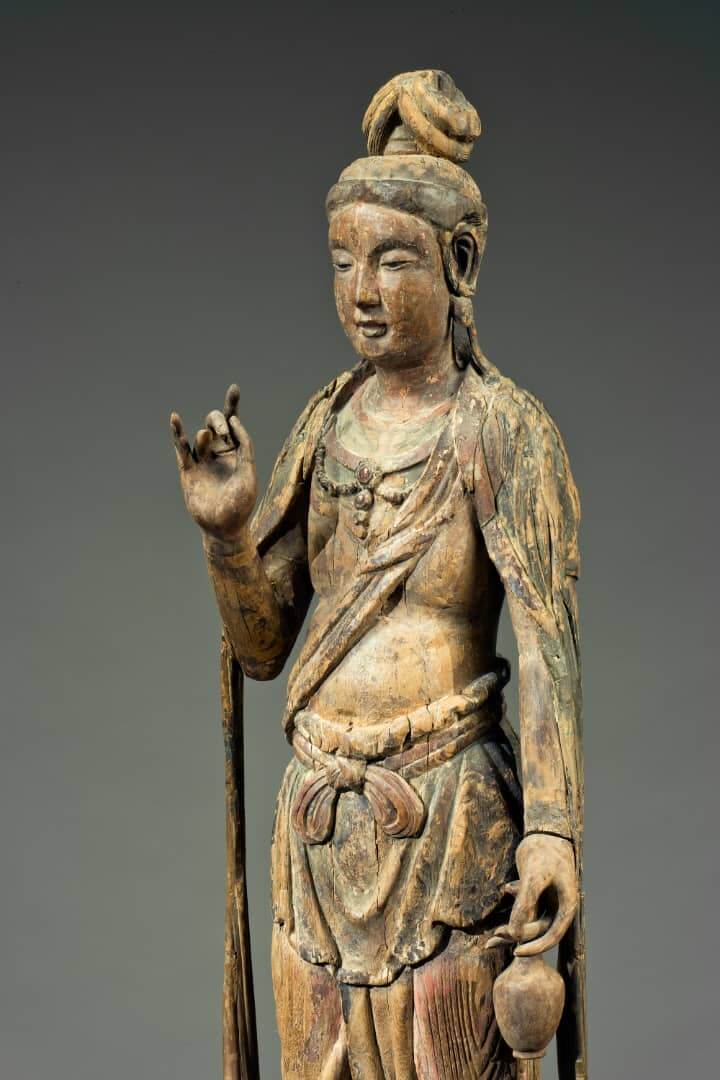 Important Rare Large Wood  Standing Guanyin