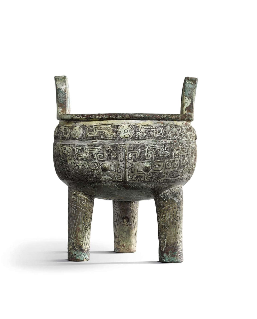 An important inscribed archaic ritual bronze food vessel (Ding)