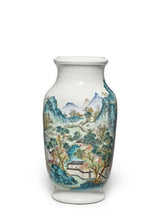 Load image into Gallery viewer, A Famille-rose &#39;Landscape&#39; Lantern Vase
